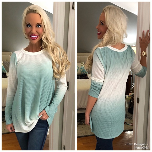 Tops - 🥰LAST 1! Waffle Knit Sage Faded Twist Tunic!!